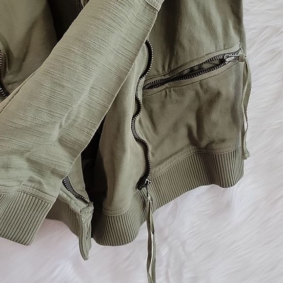 NWT WE THE FREE CARMEN KNITTED MOTO JACKET OLIVE SPARROW - Picture 8 of 9
